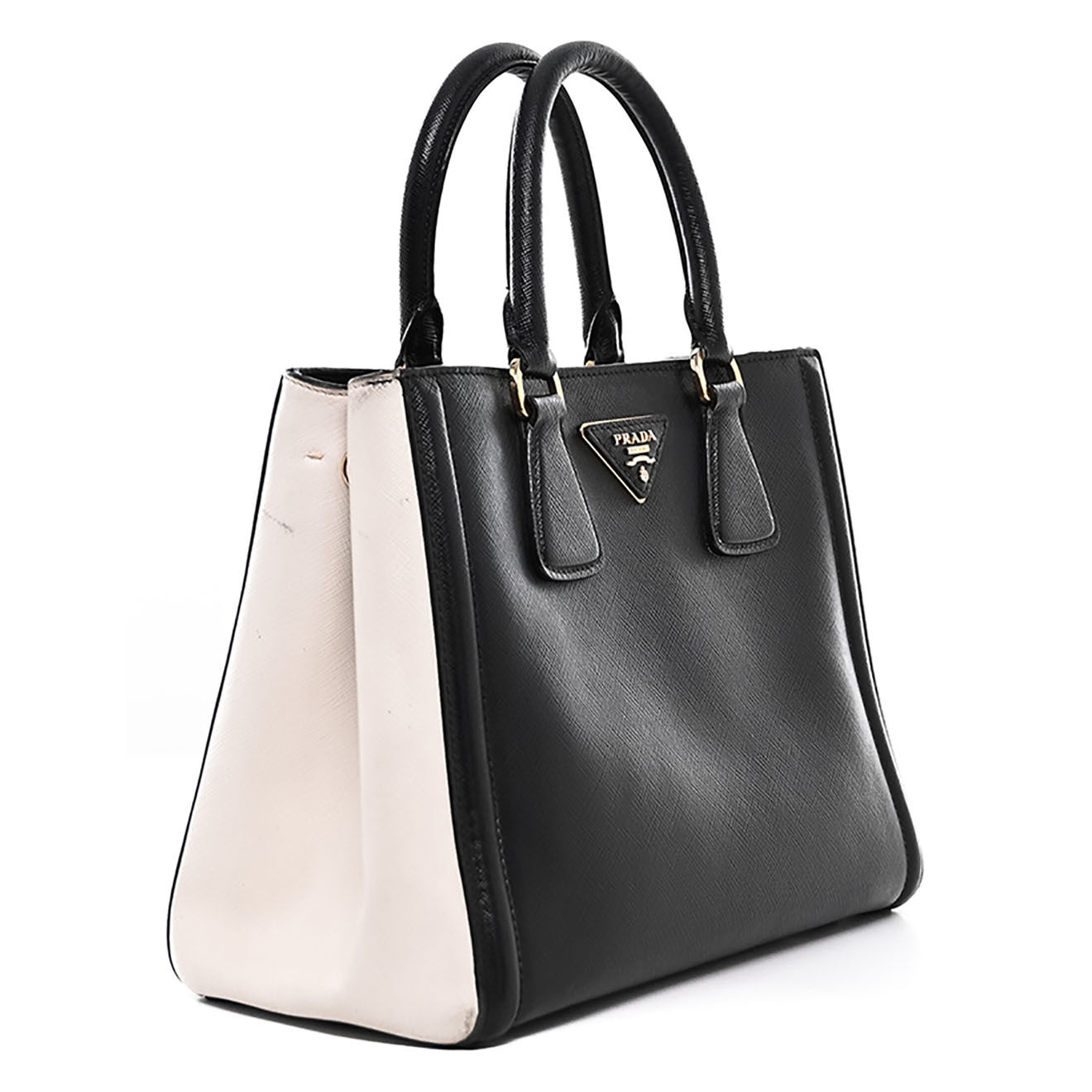 Prada Sac à main Galleria Petit en Cuir Saffiano noir - Bon état - L.26 cm
