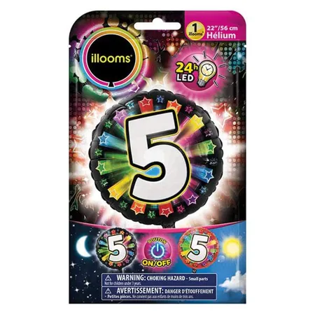 Goodmark Illooms Folienballon 56cm mit LED Zahl 5 rund