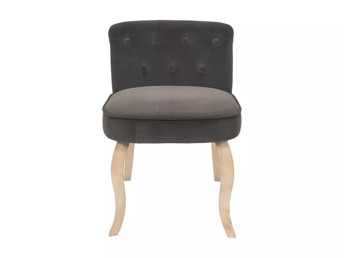 NORA - Fauteuil Avec Dossier Capitonné Velours Anthracite