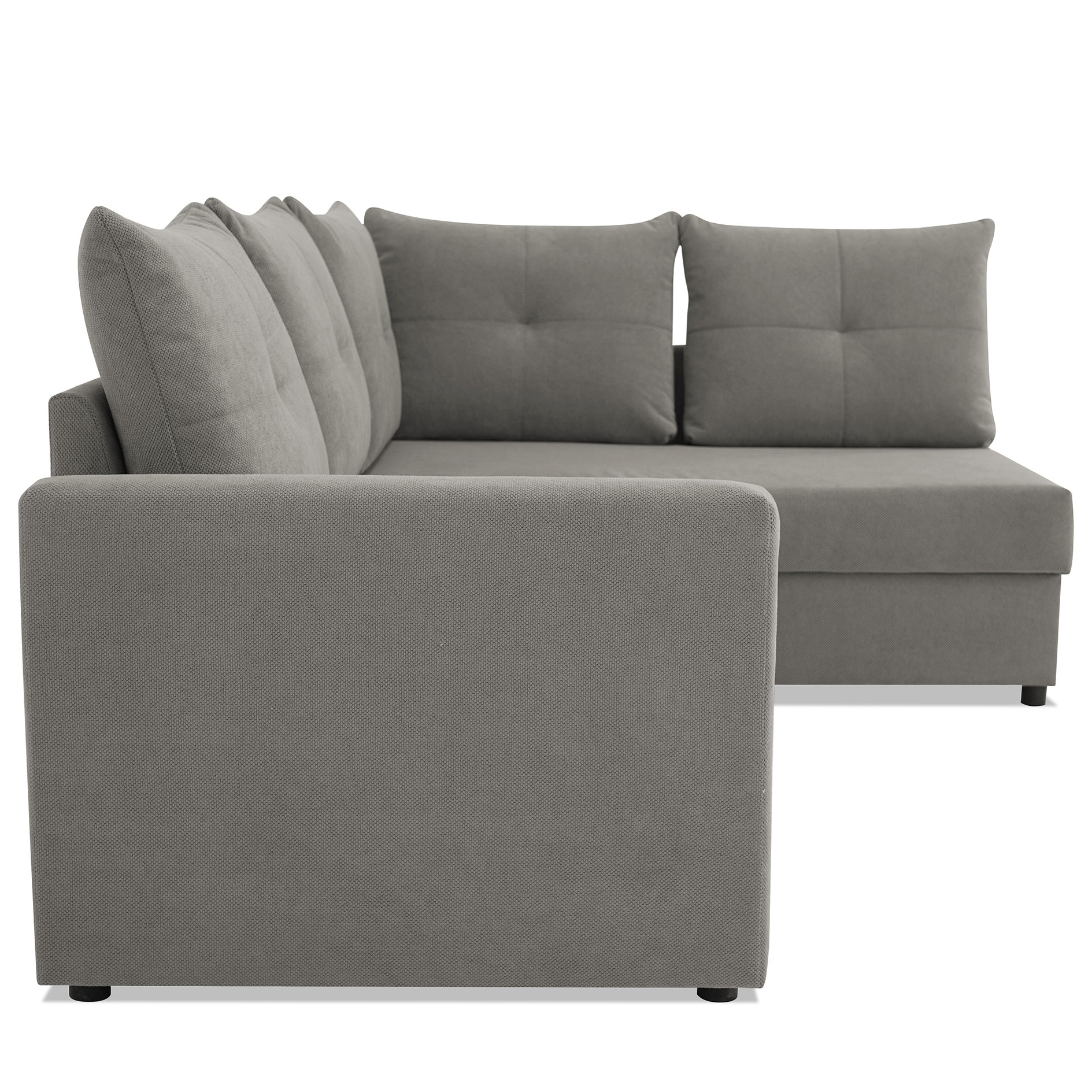 Ecksofa - grau - Liegefunktion - Staukasten - Ottomane rechts