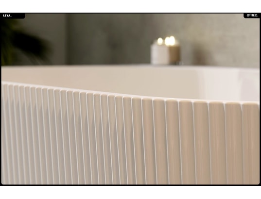 OTITEC - Baignoire semi îlot - 150 x 75 cm - avec siphon chrome - pie...