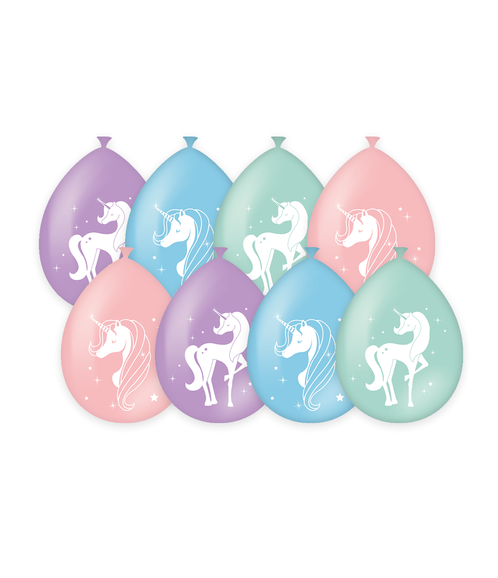 Unicorn Ballonnen Gekleurd 30cm 8st