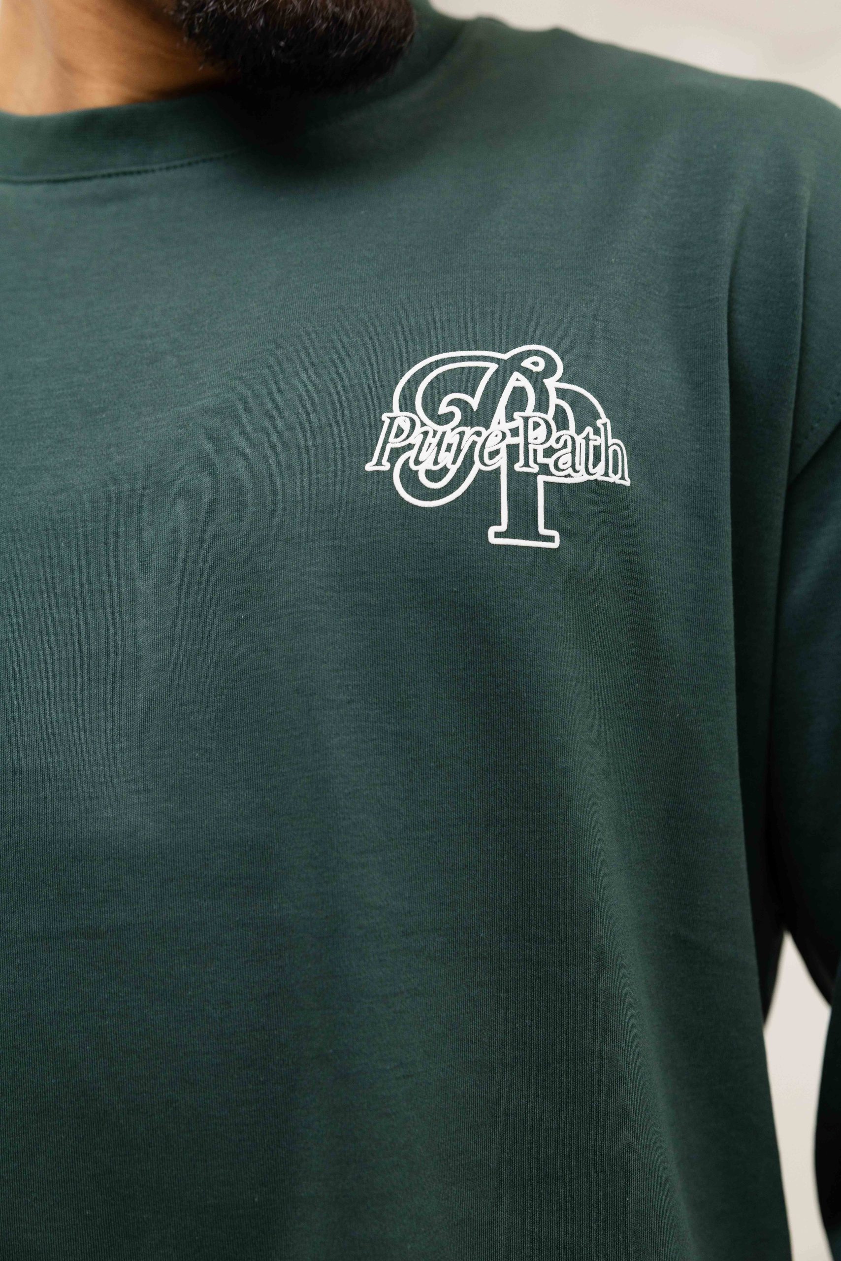 Pure Path Initials Longsleeve T-Shirt Heren Donkergroen