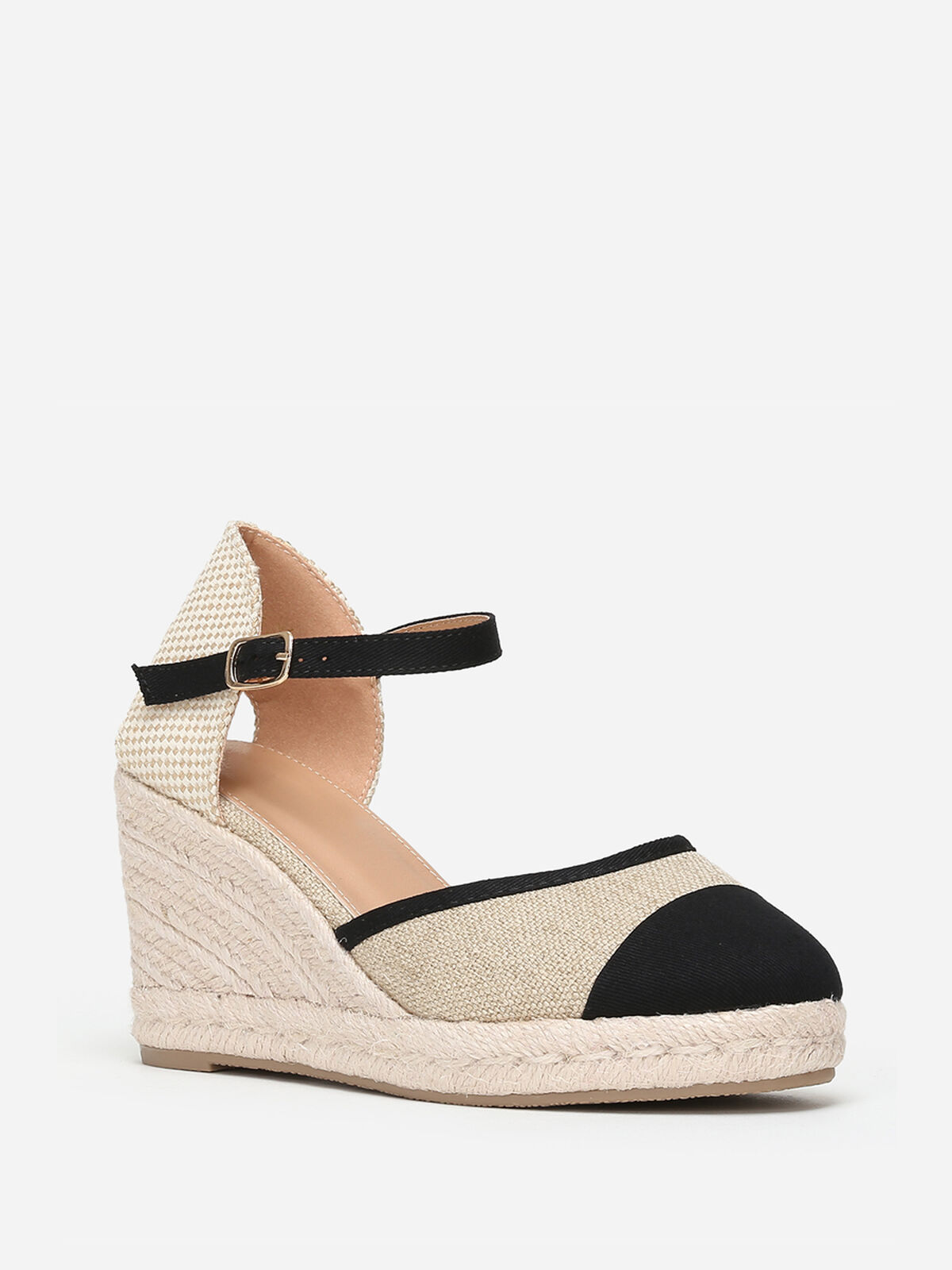 Espadrilles compensées en toile- Taupe
