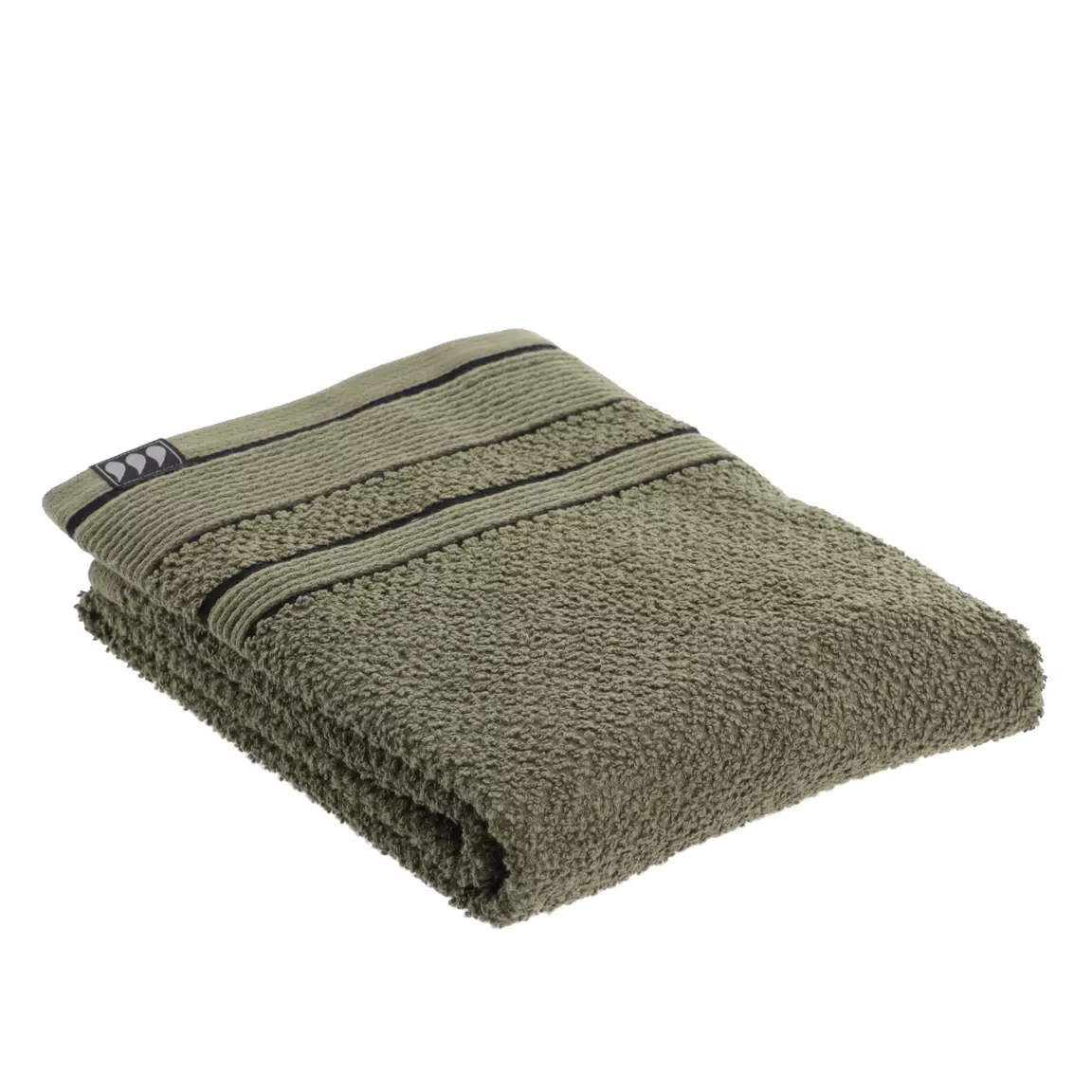 Serviette de bain coton (50 x 90 cm) Black Line Vert kaki / noir