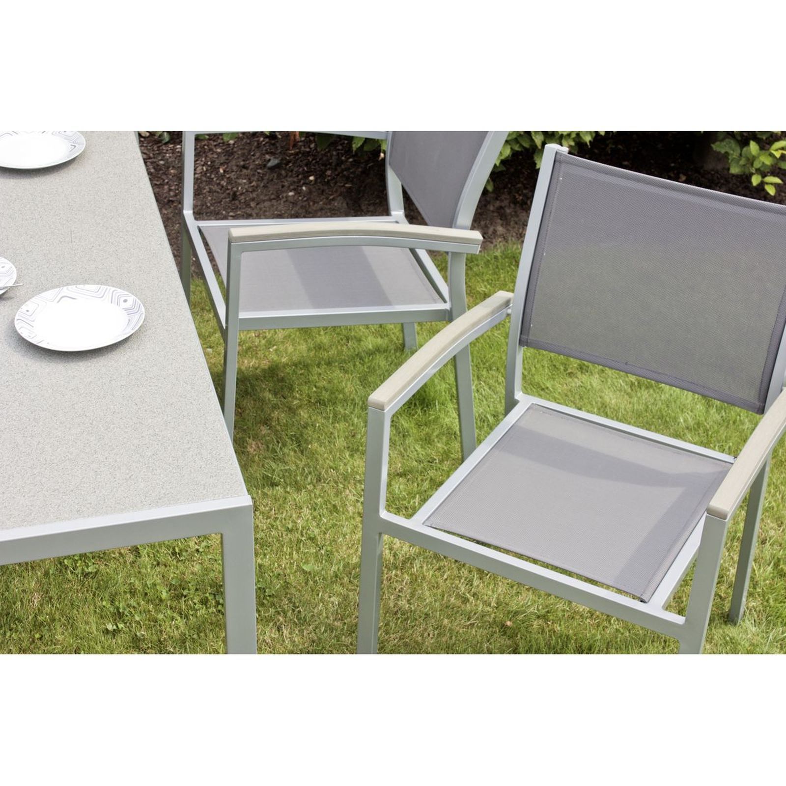 2er-Set Stapelstuhl GRACE - grau - Aluminium