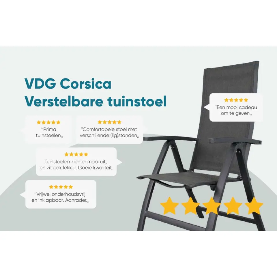 VDG Corsica verstelbare tuinstoel - Antraciet