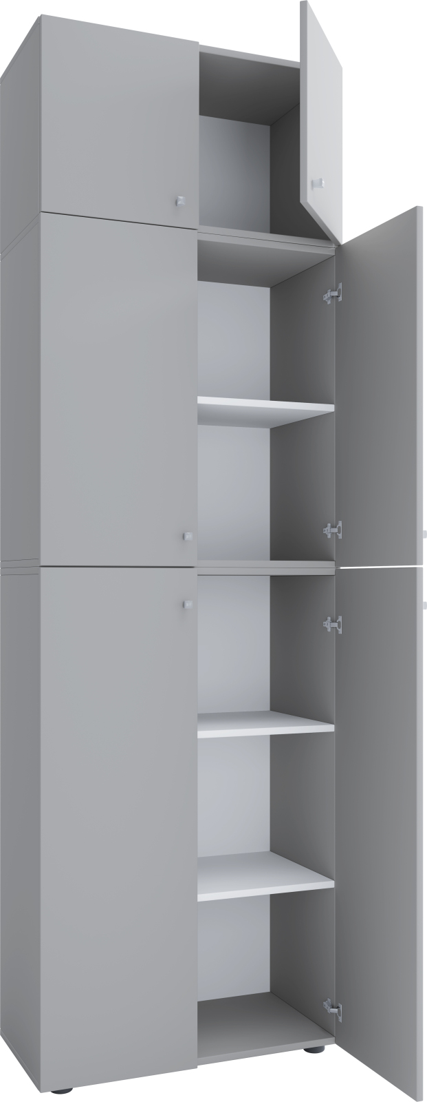 Büroschrank LONA XXL - grau - mit Drehtüren und Aufsatz - 223 cm hoch