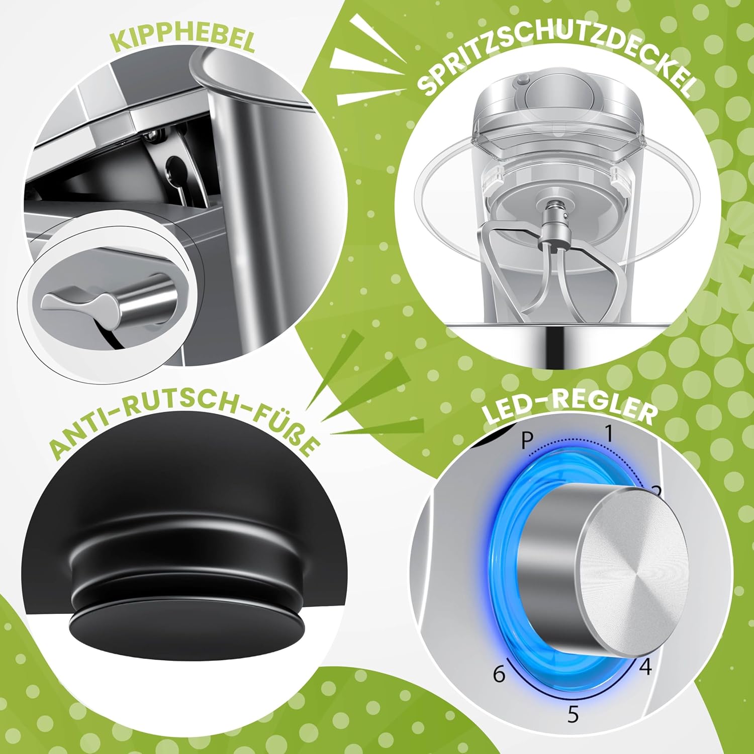 KESSER® 3 in 1 Universal Küchenmaschine K-KM 3000 mit Fleischwolf Knetmaschine Multifunktionale Rührmaschine 5,5L Schüssel mit 3 Rührwerkzeuge, 1,5L Entsafter, Zubehör-Set, Pasta & Gebäckformen