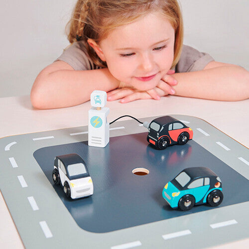 Tender leaf toys elektrische auto's met laadpaal