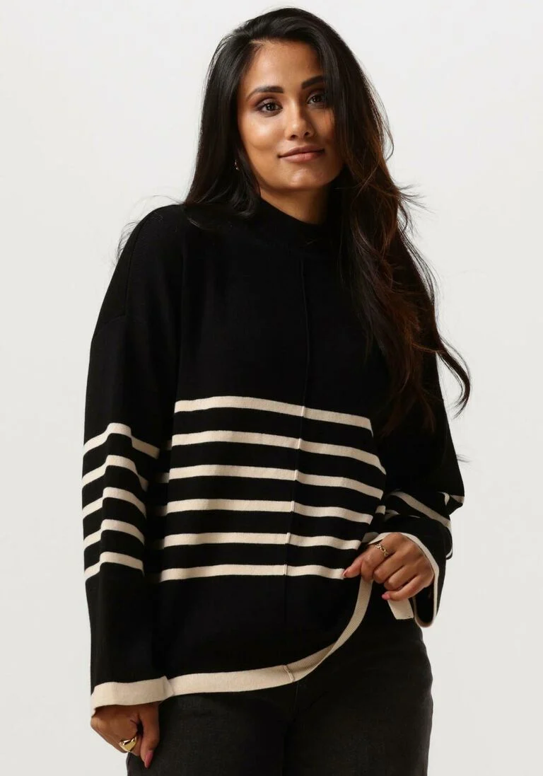 OBJECT zwarte object trui objromia l/s long knit pullover
