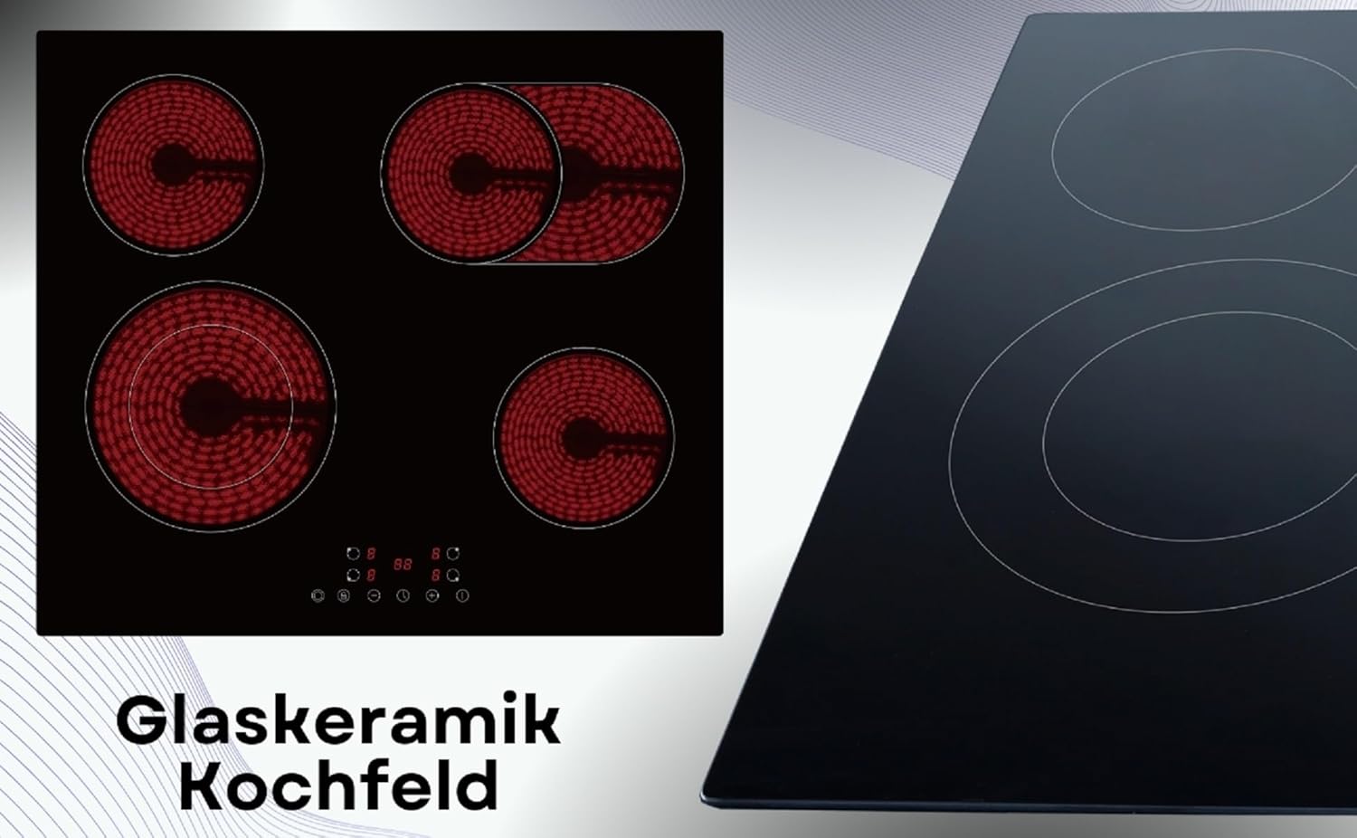 PKM KHKF4-2KB G Kochfeld autark Einbau 60cm Glaskeramik Bräterzone