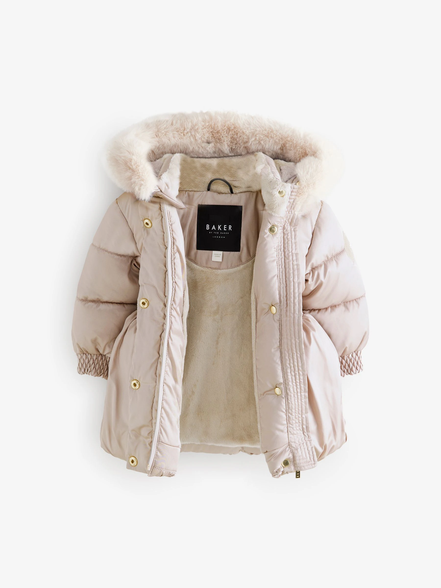 Oesterkleurig - Baker by Ted Baker - Regenbestendige gewatteerde jas met bubbelzoom