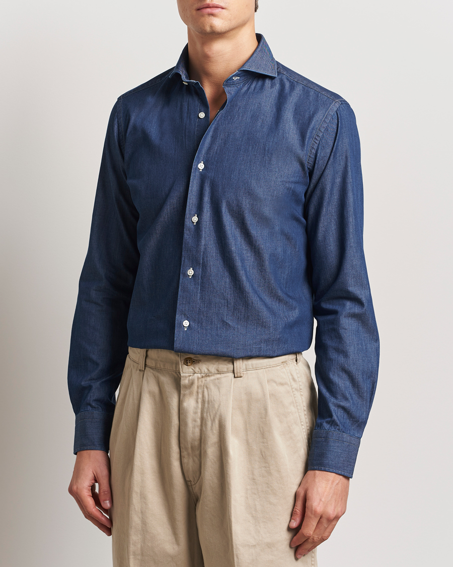 Kamakura Shirts Slim Fit Denim Shirt Dark Indigo