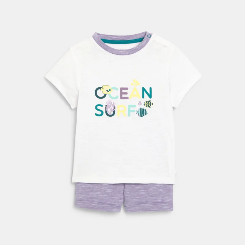 T-shirt océan et short en maille fantaisie violet bébé garçon Mauve Violet