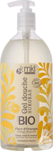 MKL Green Nature Gel Douche Surgras Bio Fleur D'Oranger Visage/Corps/Cheveux 1l