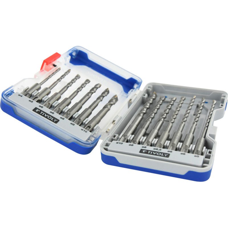 Coffret de 14 forets béton SDS+ Tivoly Longueur 110 et 160 mm Ø 4 à 10 mm