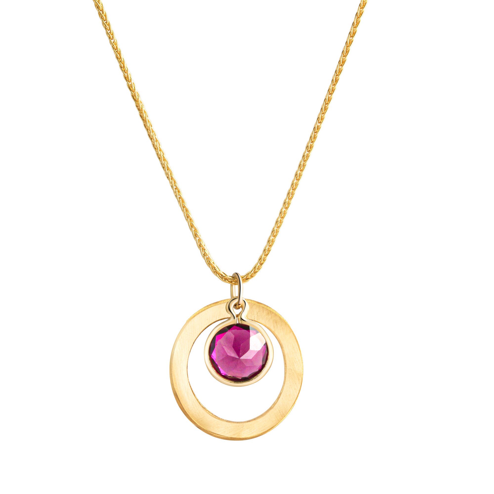 Fascination by Ellen K. Anhänger mit Kette 375 Gelbgold Rhodolit-Granat