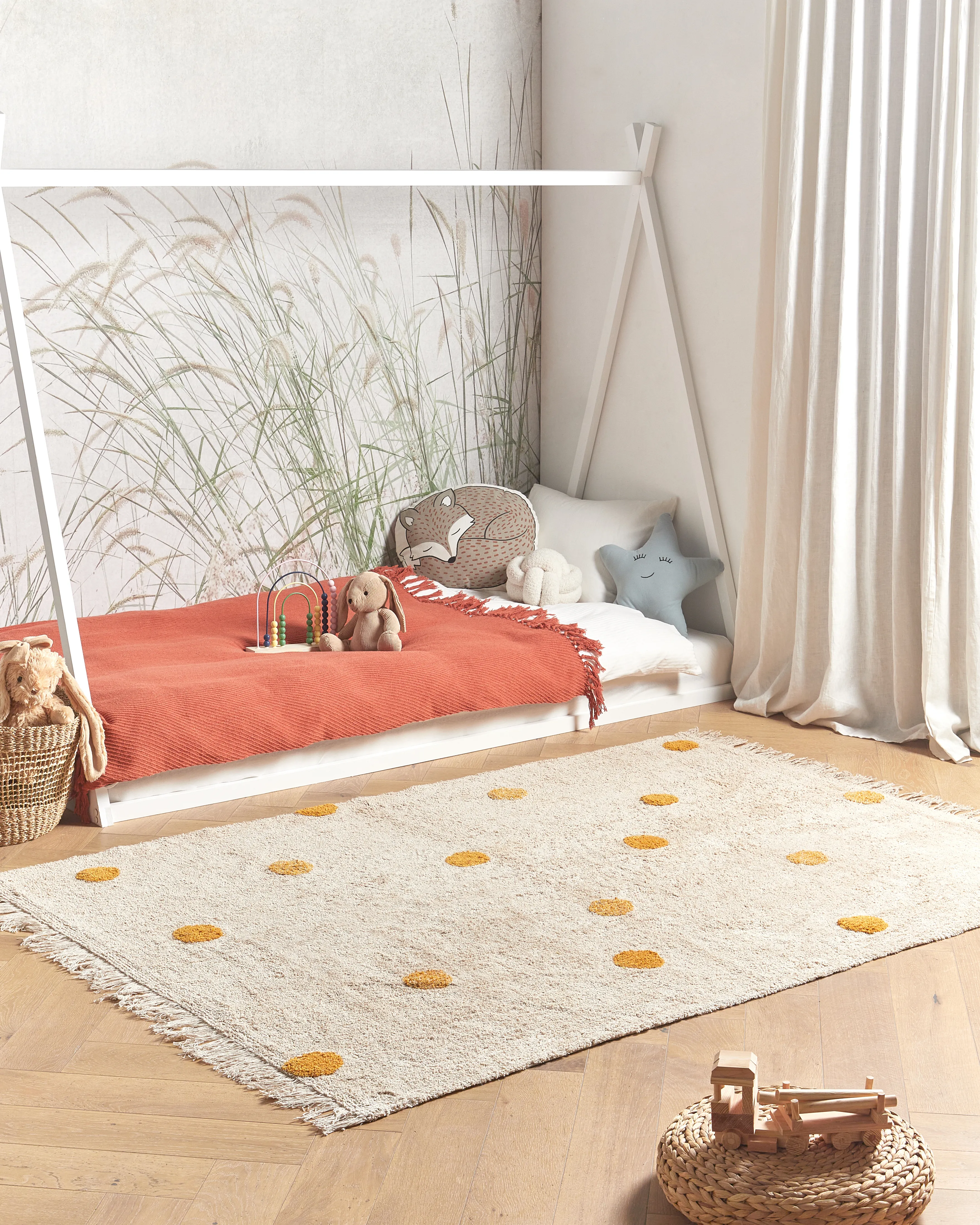 Kindervloerkleed DARDERE Geel 140 x 200 cm Katoen