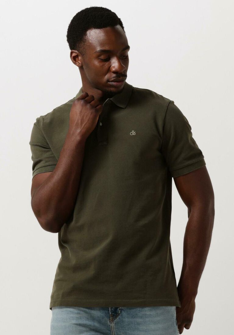 SCOTCH & SODA donkergroene scotch & soda polo garment dye organic cotton pique polo