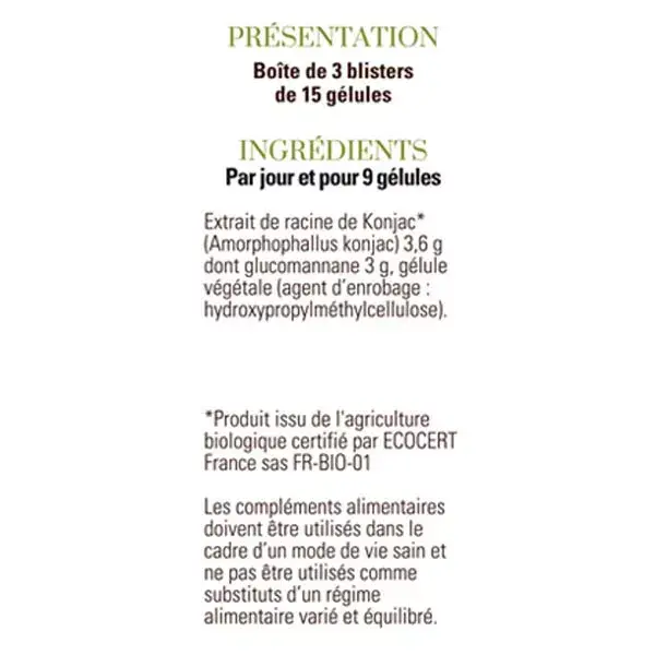 Esfera de emagrecimento Dayang Organic Konjac 45 cápsulas