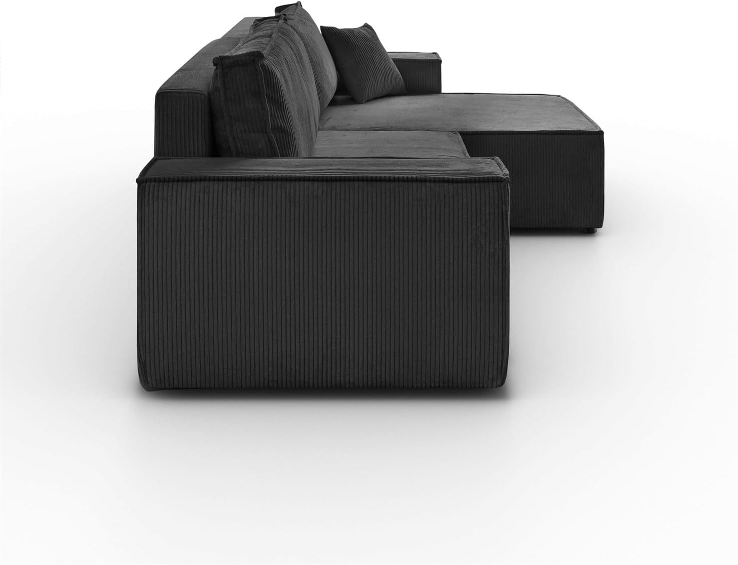 Lookway Ecksofa Carlos XL – Großes, modernes Ecksofa mit Schlaffunktion 130x230 cm und Bettkasten | Universelles Schlafsofa für Wohnzimmer, Bequeme Polsterecke (Dunkelgrau - Poso 34)