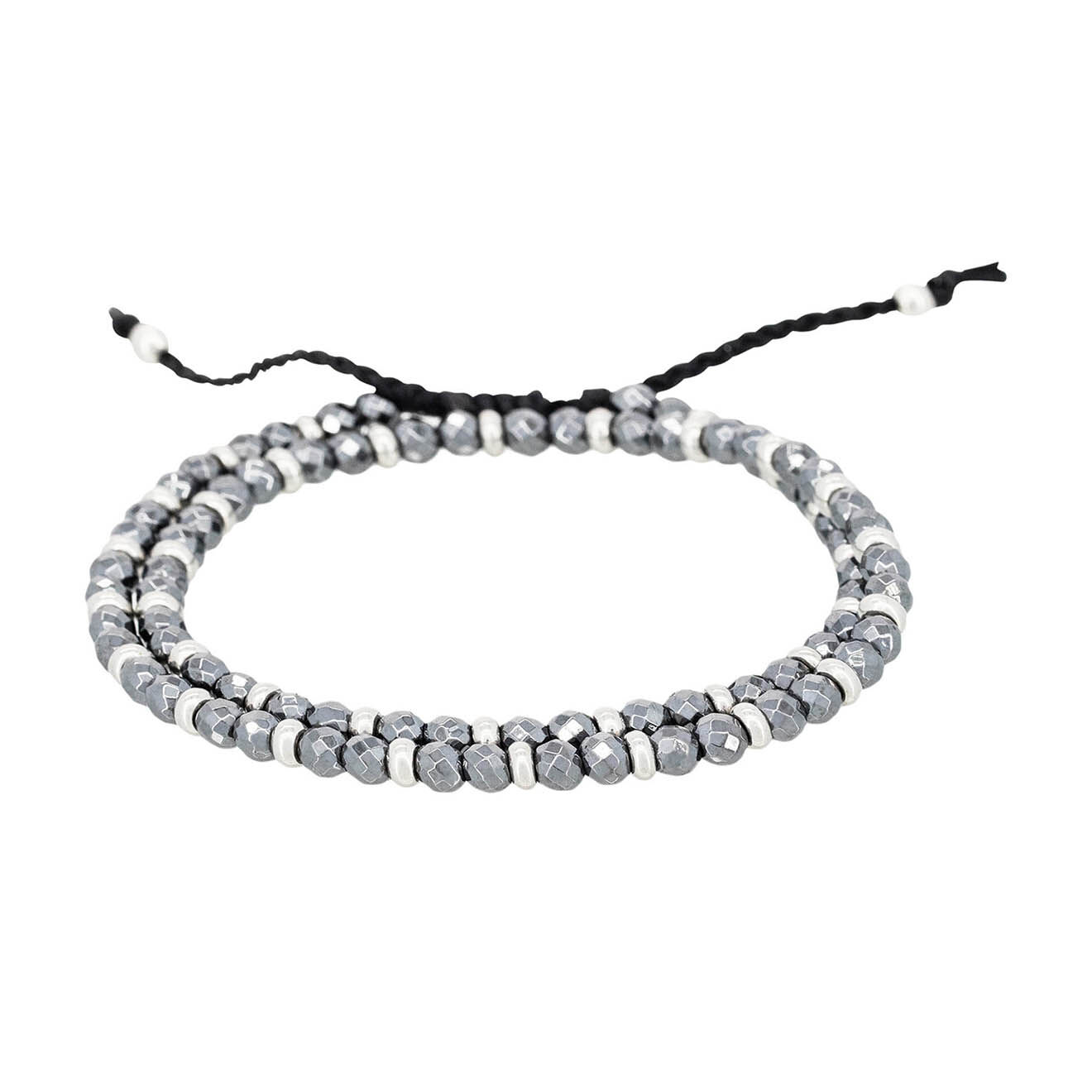 Jacobson Bracelet double Henry en Acier & Perles grises