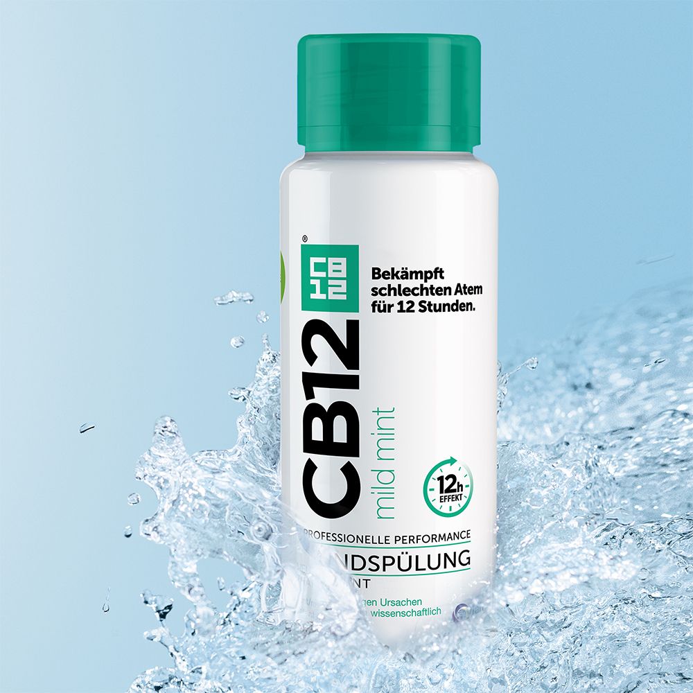 CB12 Mundspülung Mild: Mundwasser mit Zinkacetat & Chlorhexidin, gegen schlechten Atem & Mundgeruch