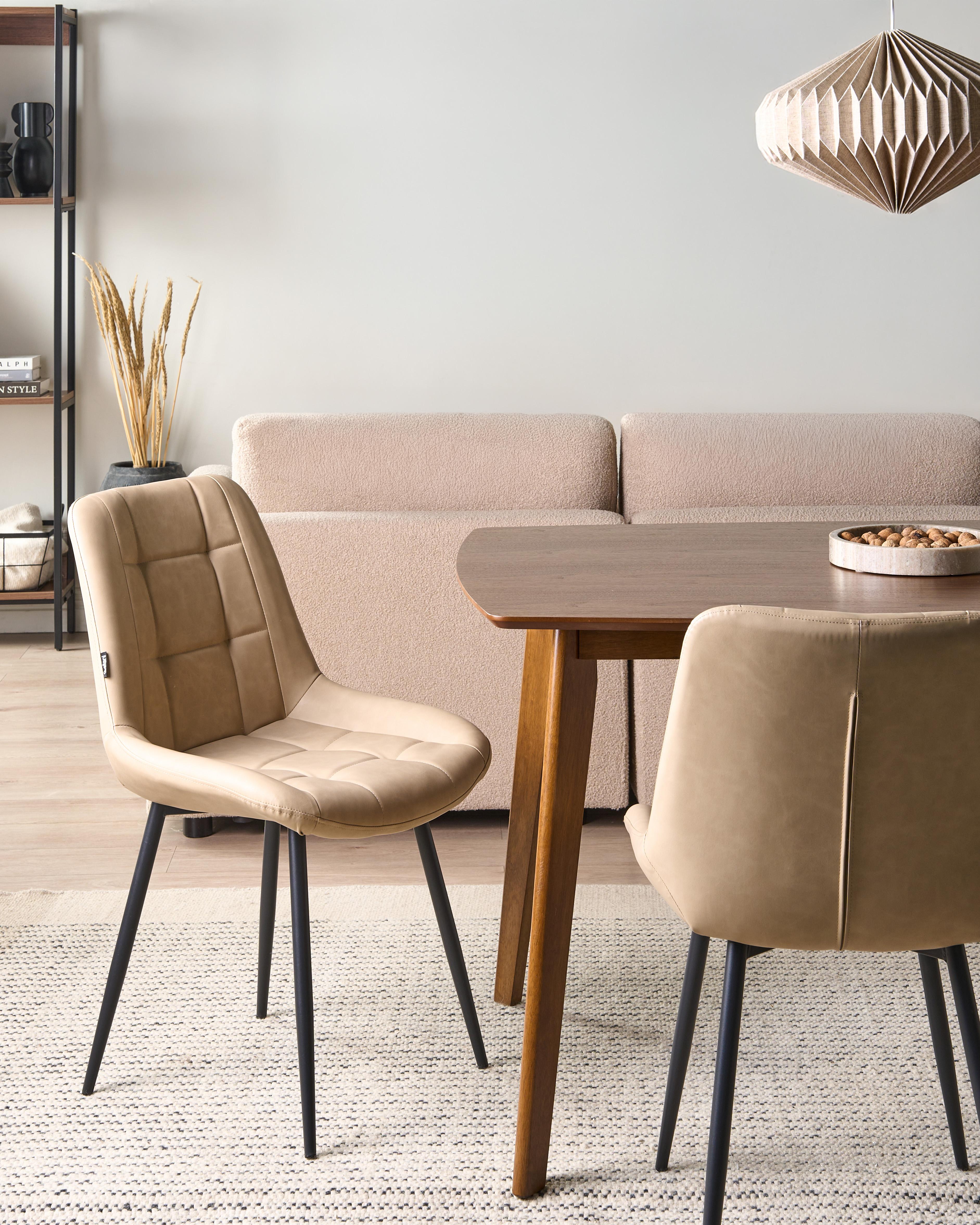 Set van 2 eetkamerstoelen MELROSE Kunstleer Beige