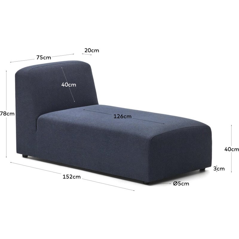 Module Neom méridienne tissu bleu L.152 x P.75 cm