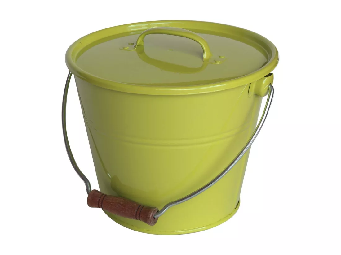 Seau 5L avec couvercle en acier galvanisé vert olive