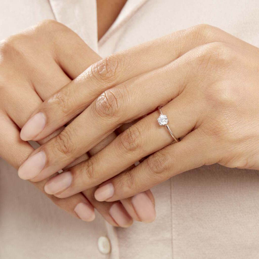 Bague Solitaire Lydia Argent Blanc Oxyde De Zirconium