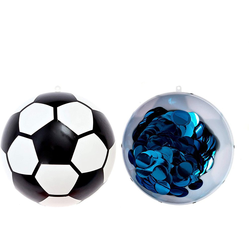 (Ø14cm) Gender Reveal Fussball Baby Shower Party Ball mit Konfetti - Schwarz / Weiss