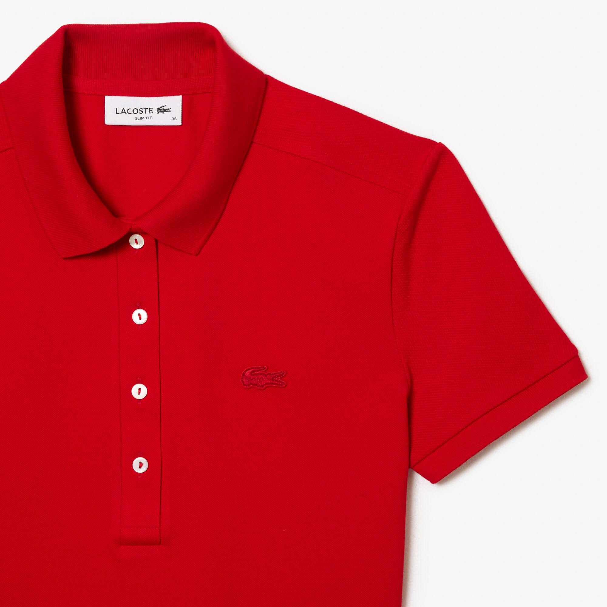 Damen Polokleid aus Stretch-Baumwoll-Piqué Kleider & Röcke - Rot - Lacoste - Damen