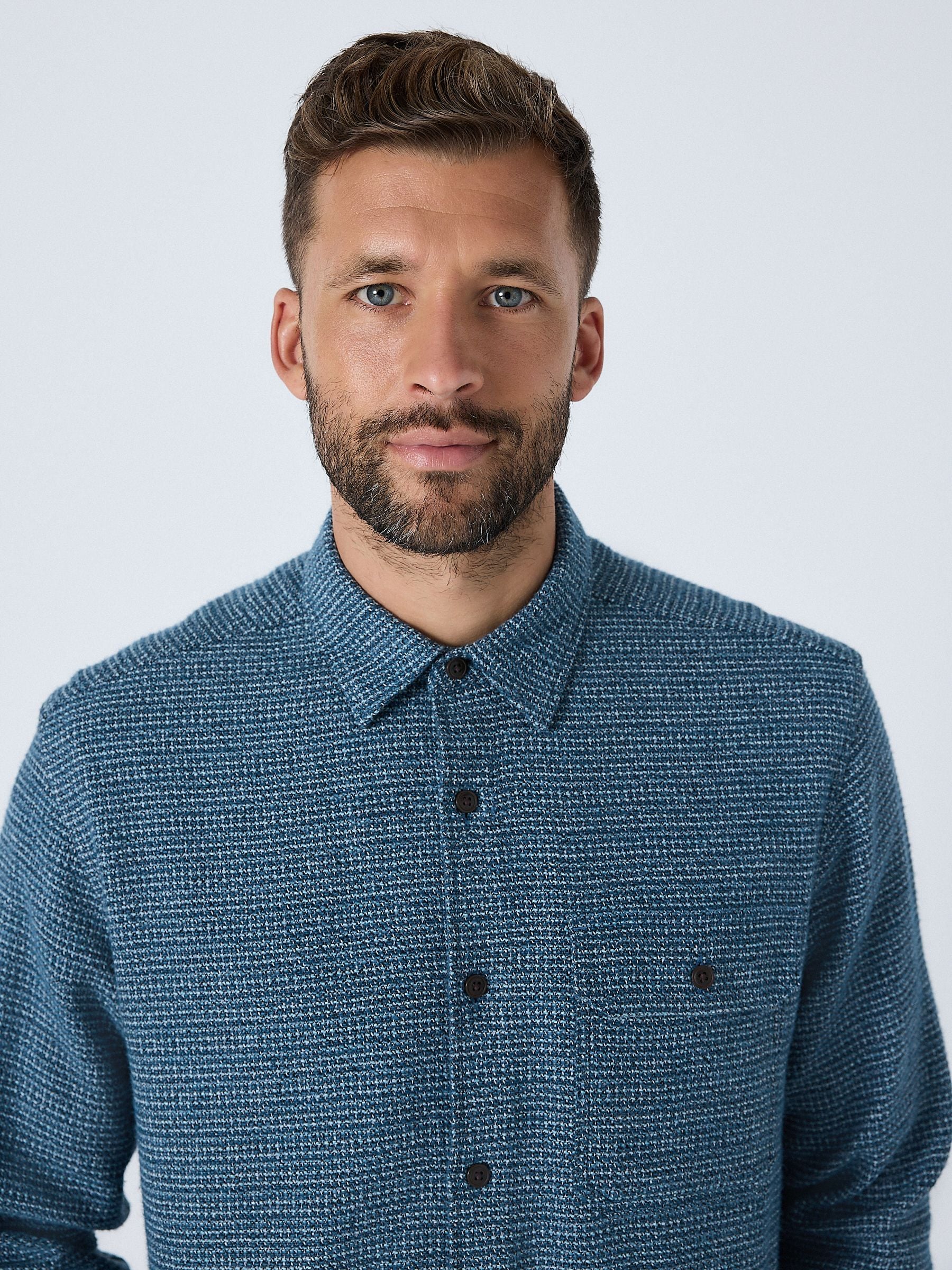 Blauw - Textured Shacket Overshirt