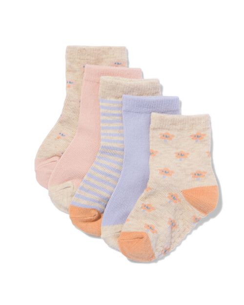chaussettes bébé en coton à fleurs - 5 pièces beige