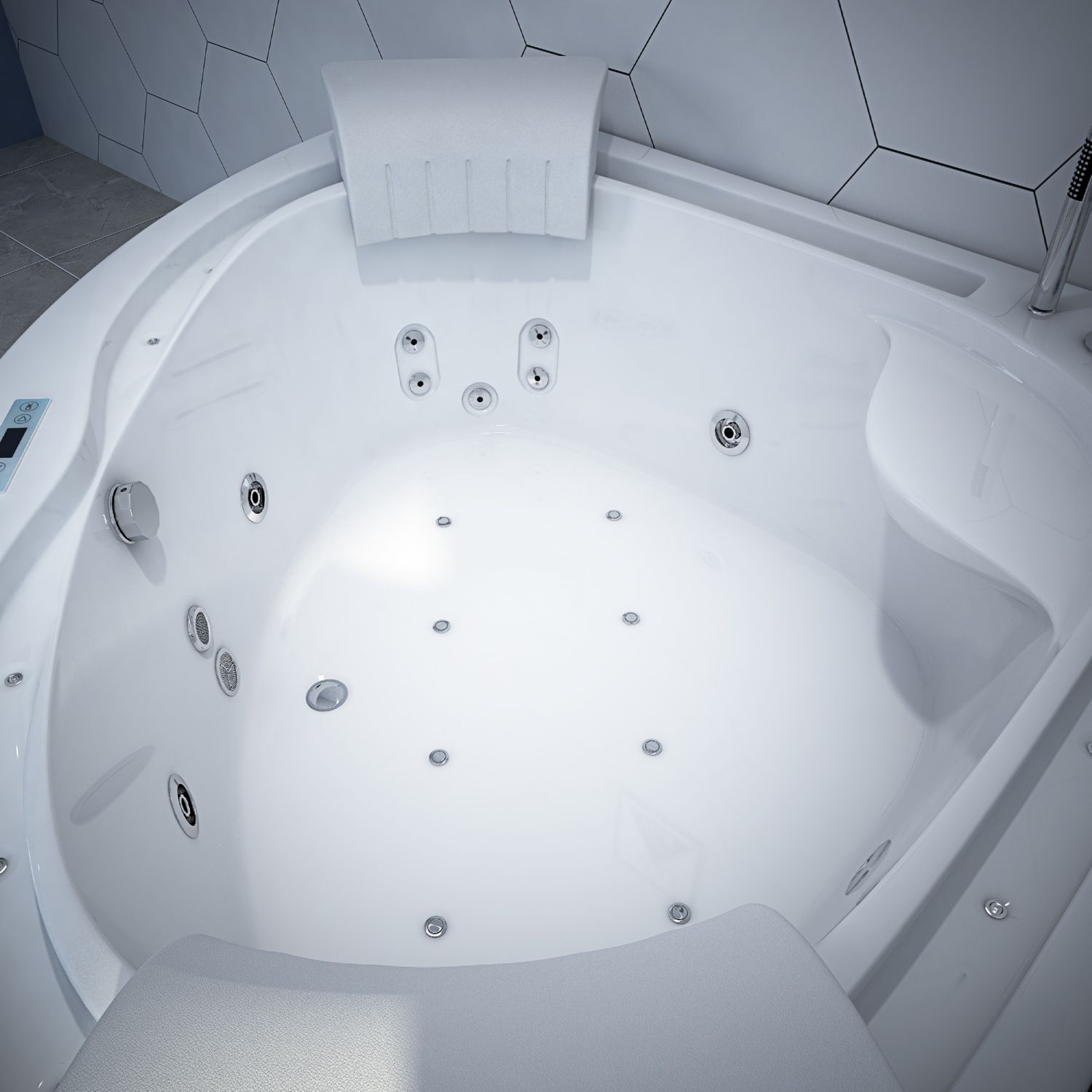 TroniTechnik® Eckwhirlpool ANDROS 160x160 Eckwanne Badewanne mit Whirlpool und Airpool Unterwasser LEDs inkl. Spülfunktion