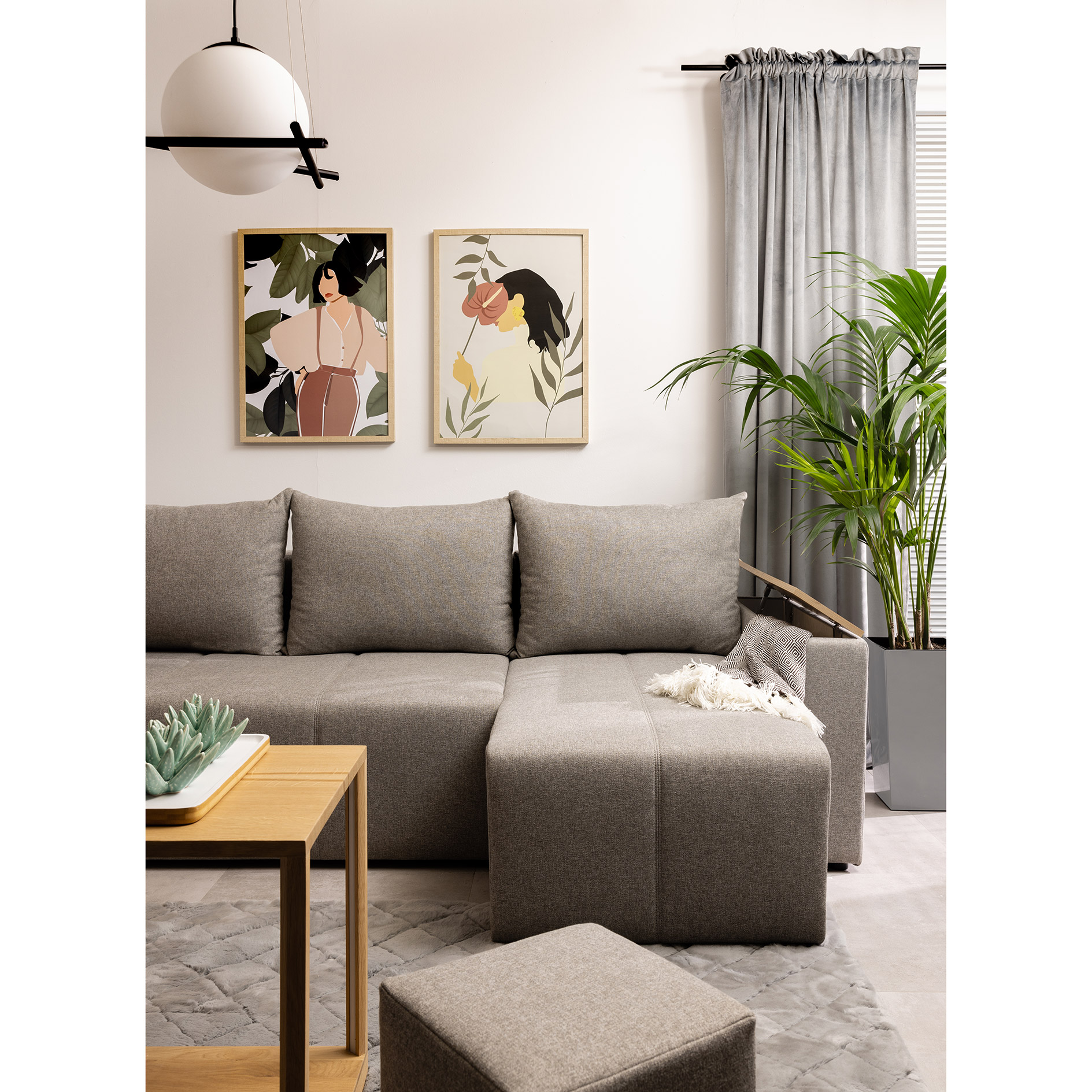Ecksofa - grey - Liegefunktion und Staukasten