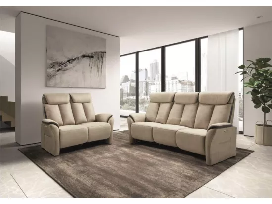 Canapé de relaxation électrique en nubuck Kondort-Couleur Beige-1 place électrique
