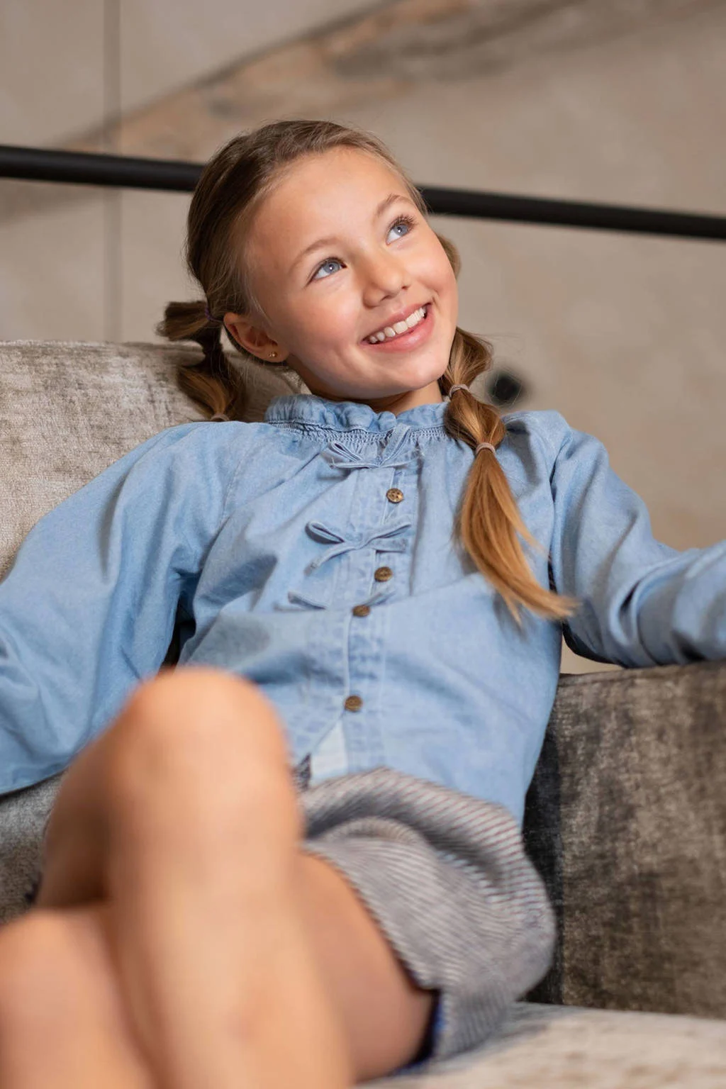 Like Flo denim blouse lichtblauw