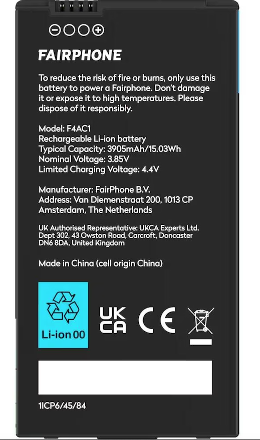 Fairphone 4 Akku Batterie (F4BATT-1ZW-WW1) 3950mAh