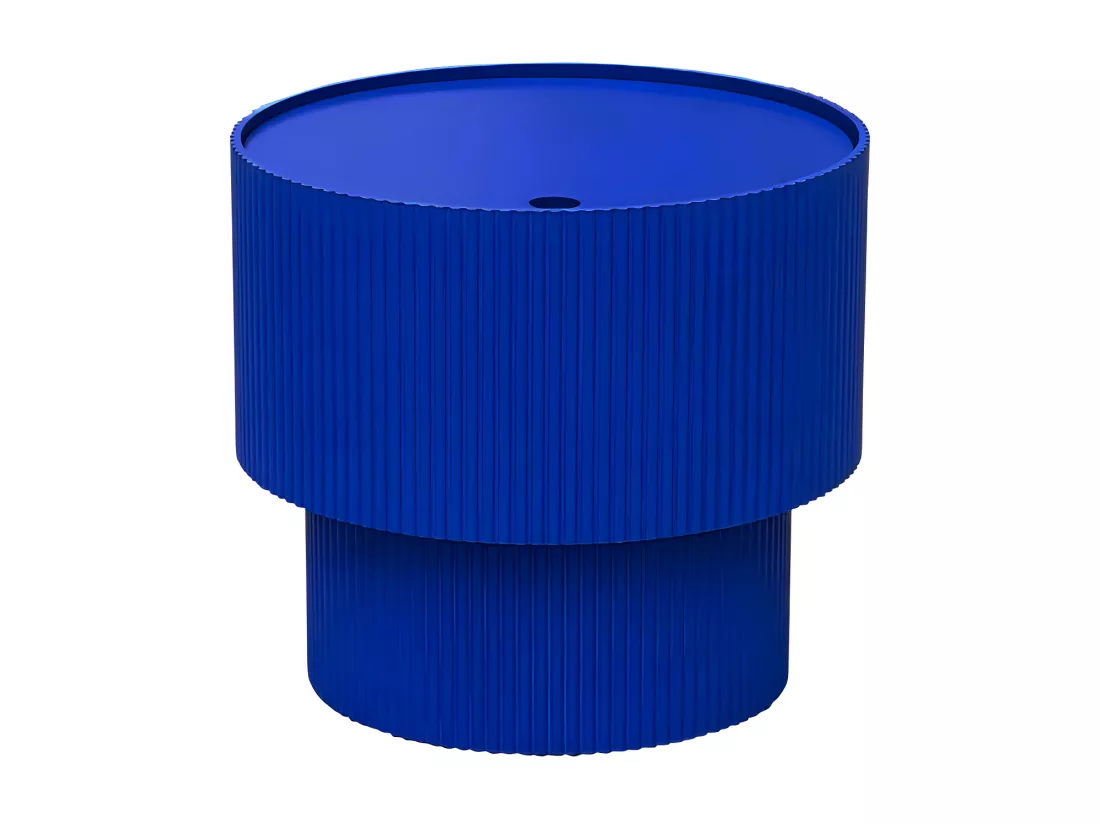 Sand II - Table d'appoint avec rangement en bois ø38,5cm - Bleu électrique