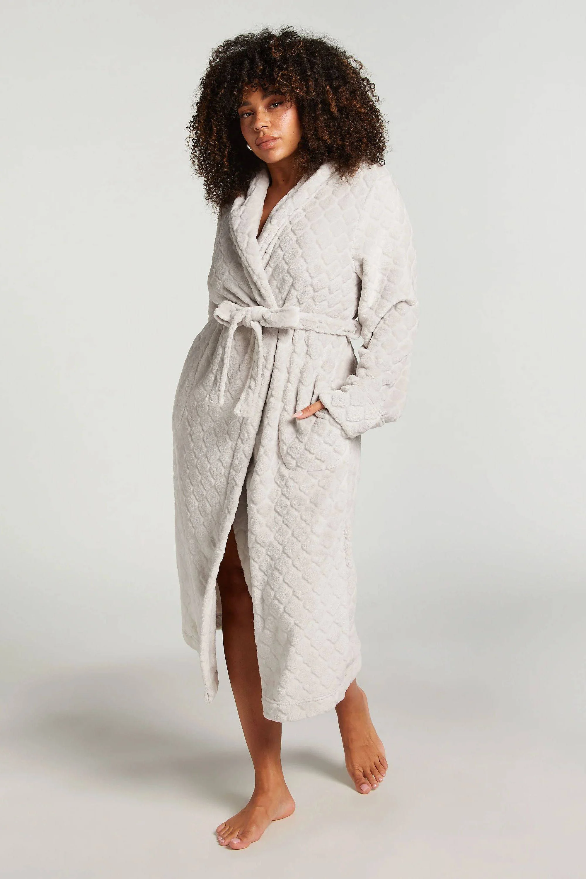 Hunkemöller fleece badjas grijs