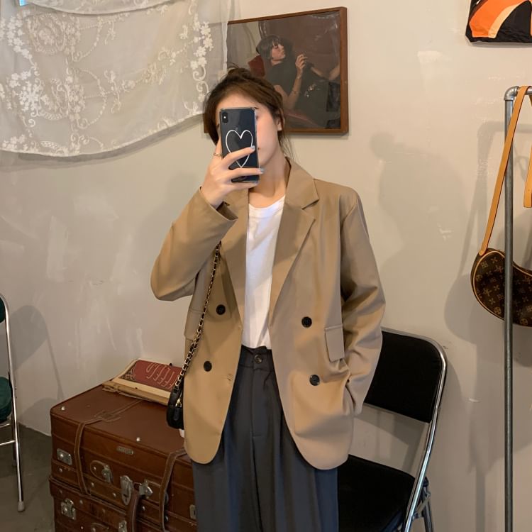 Yako - Oversized dubbelrijs blazer met lange mouwen