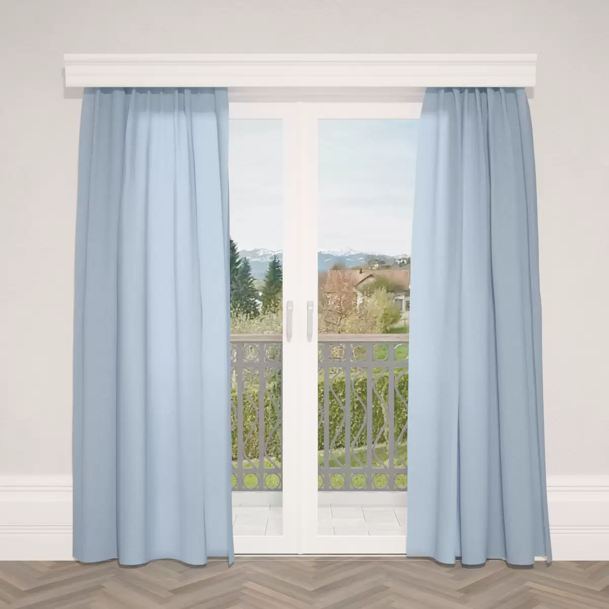 Nachtvorhang Jacquard Moiré Blau
