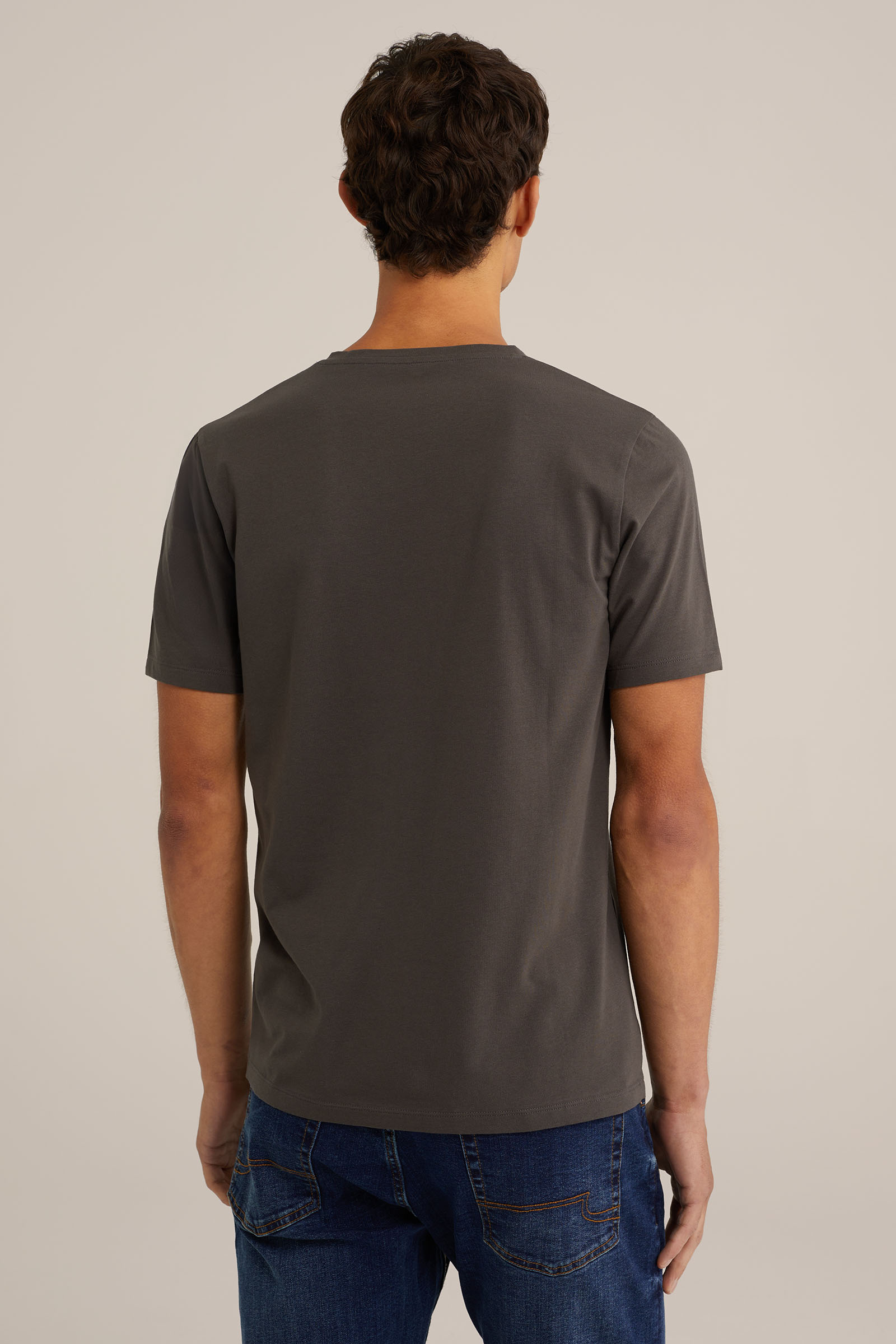 T-shirt WE Fashion Donkergrijs gemeleerd