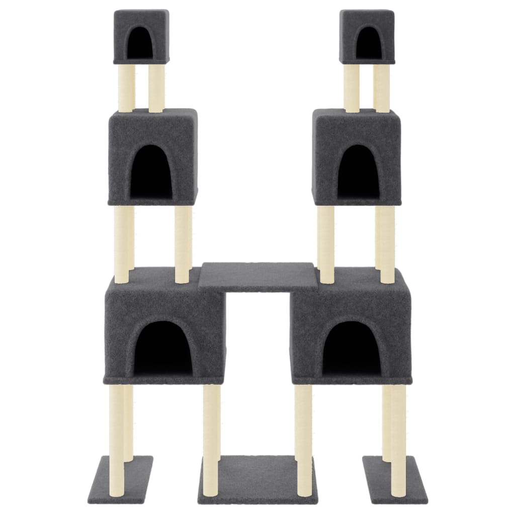 Arranhador para gatos vidaXL com hastes de sisal cinza escuro, 199 cm