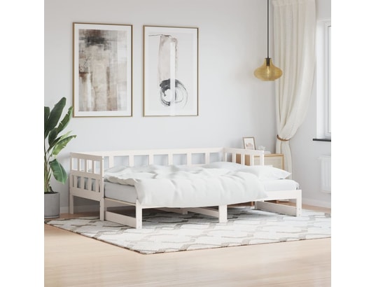 VIDAXL - Lit déco Lit de jour avec lit gigogne blanc 90x190 cm bois de pin mas...