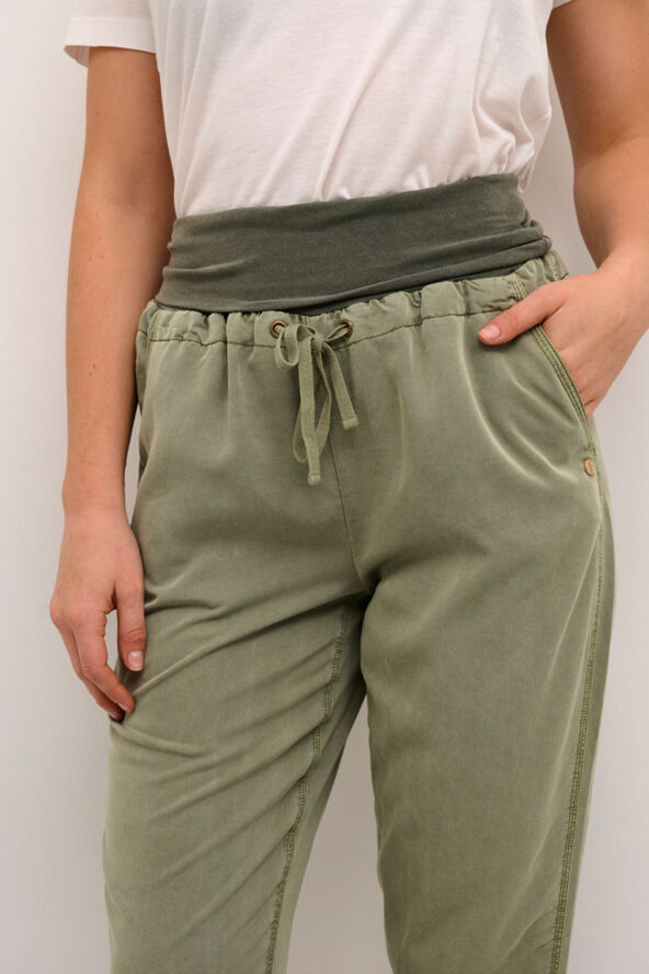 Cream Line Pants Oil green