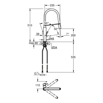 Grohe Keukenkraan Feel met Spoelkraan Chroom